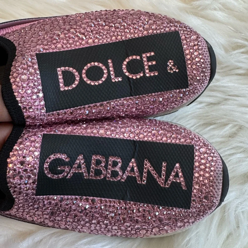 Dolce & Gabbana Kids Pink rhinestone sneakers